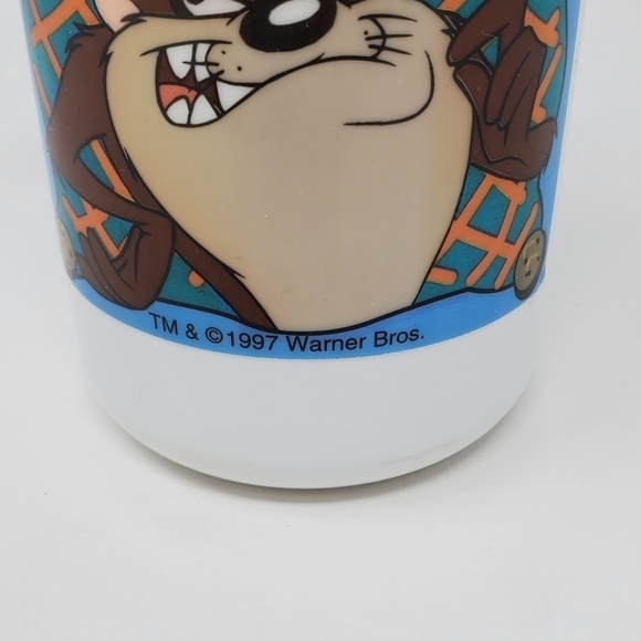 VINTAGE 1997 WARNER BROS TASMANIAN DEVIL WHITE THERMOS LOONEY TUNES CARTOONS - Picture 2 of 12
